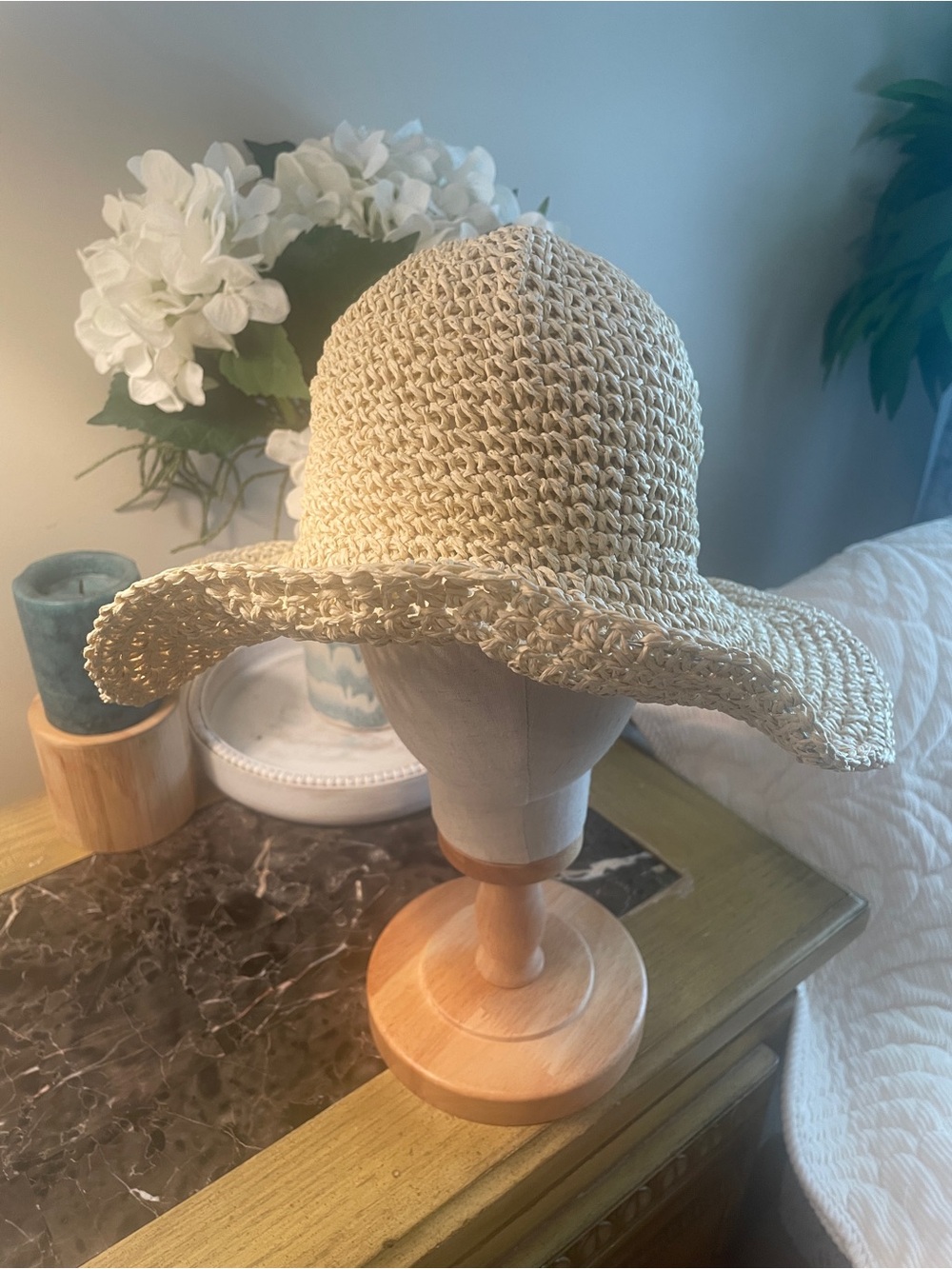 Packable Natural Woven Straw Sun Hat - Natural Beige OS